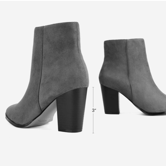 NWT Wool + Pepper Co. Gray Suede Heeled Ankle Booties - Picture 5 of 8